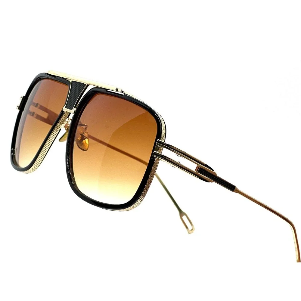 Aviator Sunglasses Mens Gold Frame Brown Lens Fashion Designer Shades Lentes New